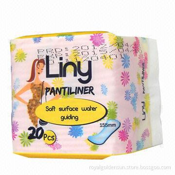 155mm panty liners, 20 pieces per pack